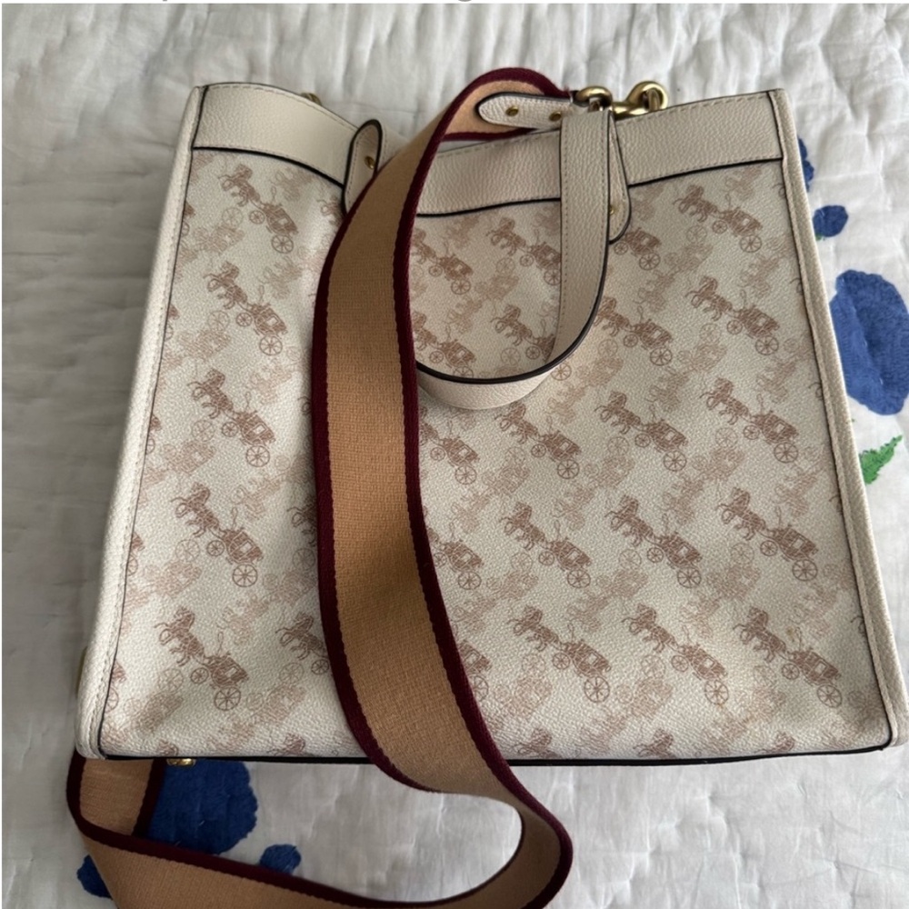 Coach Cream and Tan Crossbody /Tote Bag